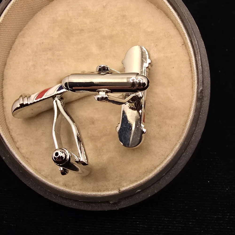 Enameled Barber Pole Cufflinks Novelty